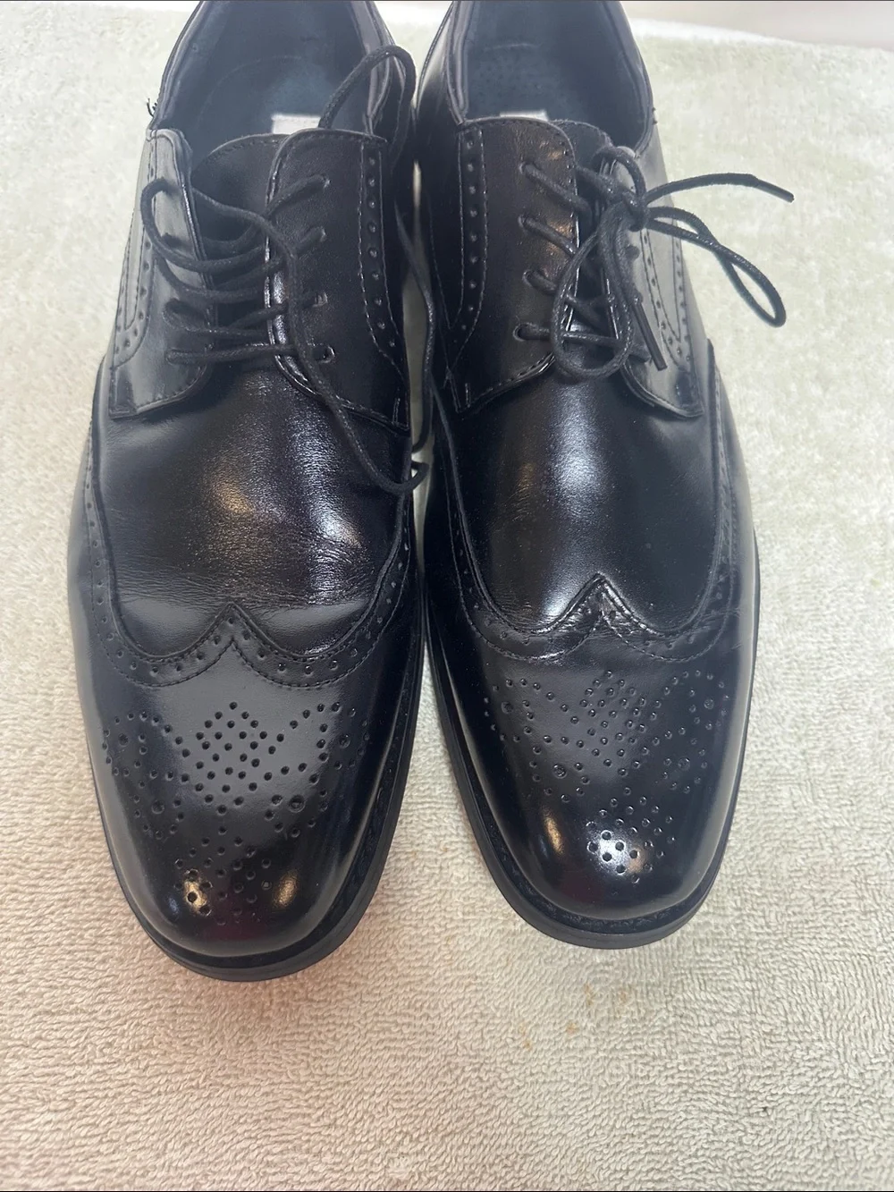 Joseph Abboud Black Leather Wingtip Oxfords
